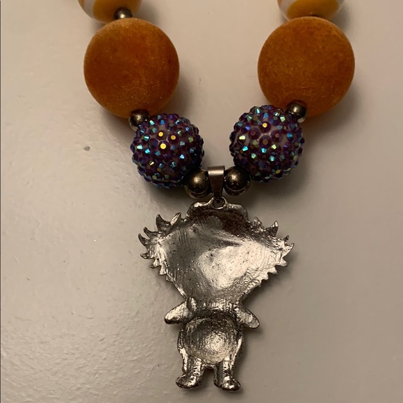 Gold and Orange Bohemian Necklace with Decorative Charm - Picture 5 of 7